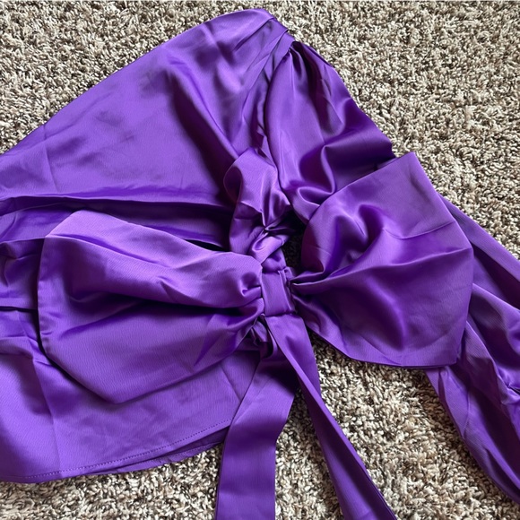 College Game Day Royal Purple One Shoulder Blouse Size Medium - Picture 5 of 6